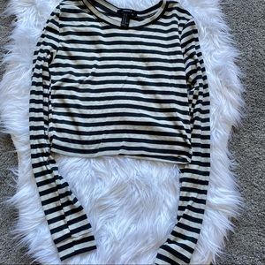 Forever 21 long sleeve striped crop top (M)
